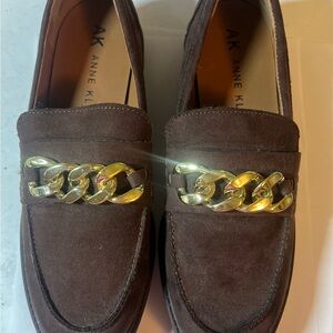 Anne Klein Loafers  Brown with Gold Buckle.  NWOT size 7.5